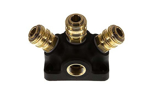 [CLS7-F-P-3W-PL-012] Brass/plastic DN 7.2 (Euro) Luchtkoppeling Snelkoppeling G 1/2 inch Binnendraad Wandmontage 3-weg