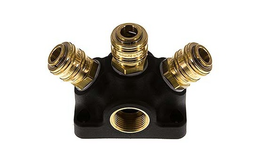[CLS7-F-P-3W-PL-034] Brass/plastic DN 7.2 (Euro) Air Coupling Socket G 3/4 inch Female Wall-Mount 3-way
