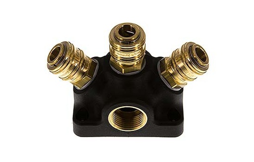 [CLS7-F-P-3W-PL-034] Brass/plastic DN 7.2 (Euro) Luchtkoppeling Snelkoppeling G 3/4 inch Binnendraad Wandmontage 3-weg