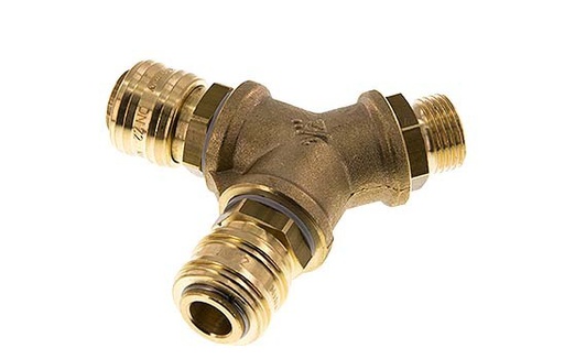 [CLS7-M-B-2W-012] Messing DN 7.2 (Euro) Luftkupplung Muffe G 1/2 Zoll Außengewinde Wandmontage 2-Wege