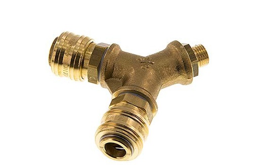 [CLS7-M-B-2W-014] Messing DN 7,2 (Euro) Luftkupplung Muffe G 1/4 Zoll Außengewinde Wandmontage 2-Wege