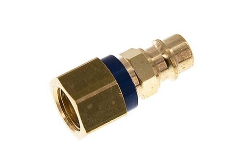 [CLP7-F-B-BLU-P-CD-014] Brass DN 7.2 (Euro) Blue-Coded Air Coupling Plug G 1/4 inch Female