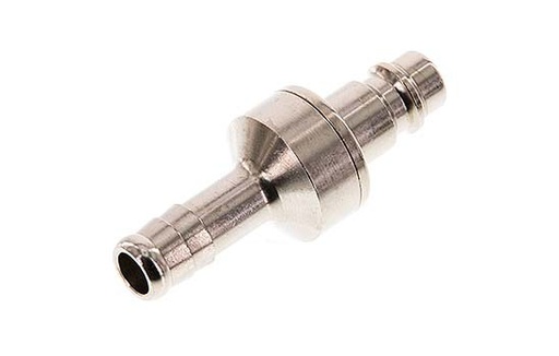 [CLP7-H-BN-SV-10] Messing vernickelt DN 7.2 (Euro) Luftkupplungsstecker 10 mm Schlauchsäule Doppelabsperrung