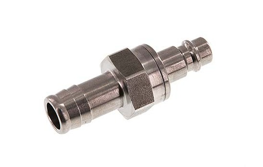 [CLP7-H-S-SV-13] Stainless steel DN 7.2 (Euro) Air Coupling Plug 13 mm Hose Pillar Double Shut-Off