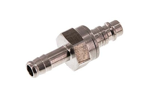 [CLP7-H-S-SV-9] Stainless steel DN 7.2 (Euro) Air Coupling Plug 9 mm Hose Pillar Double Shut-Off