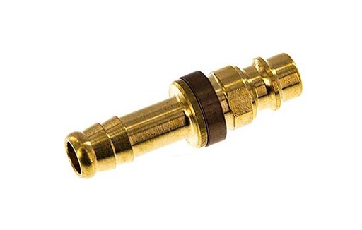 [CLP7-H-B-BRO-P-CD-9] Brass DN 7.2 (Euro) Brown-Coded Air Coupling Plug 9 mm Hose Pillar
