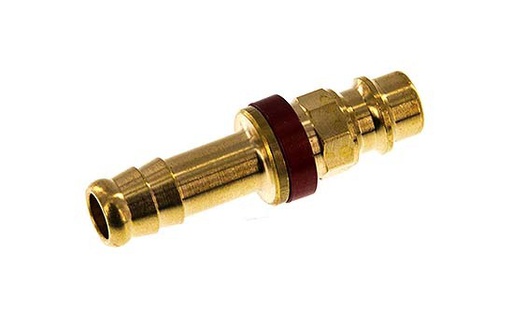 [CLP7-H-B-RED-P-CD-9] Brass DN 7.2 (Euro) Red-Coded Air Coupling Plug 9 mm Hose Pillar