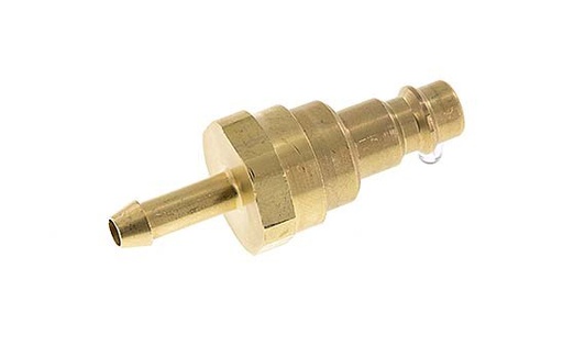 [CLP7-H-B-CV-6] Laiton DN 7.2 (Euro) Air Coupling Plug 6 mm Hose Pillar with Check Valve