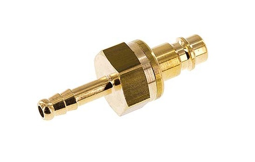 [CLP7-H-B-SE-P-6] Brass DN 7.2 (Euro) Air Coupling Plug 6 mm Hose Pillar Safety