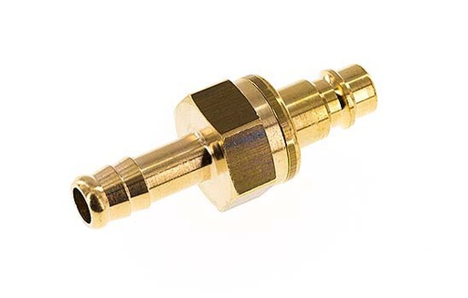 [CLP7-H-B-SE-P-9] Brass DN 7.2 (Euro) Air Coupling Plug 9 mm Hose Pillar Safety