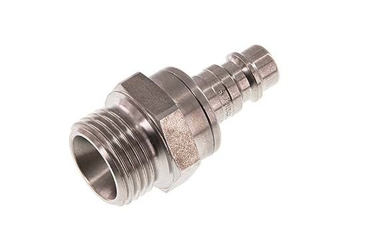 [CLP7-M-S-SV-012] Stainless steel DN 7.2 (Euro) Air Coupling Plug G 1/2 inch Male Double Shut-Off