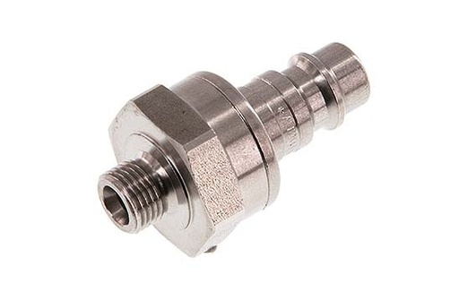 [CLP7-M-S-SV-018] Stainless steel DN 7.2 (Euro) Air Coupling Plug G 1/8 inch Male Double Shut-Off