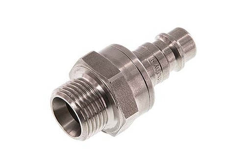 [CLP7-M-S-SV-038] Stainless steel DN 7.2 (Euro) Air Coupling Plug G 3/8 inch Male Double Shut-Off