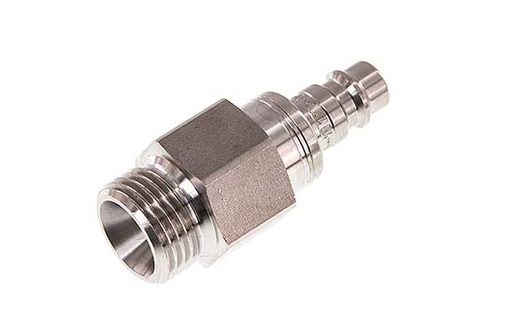 [CLP7-M-SSL-SV-P-012] Stainless steel 306L DN 7.2 (Euro) Air Coupling Plug G 1/2 inch Male Double Shut-Off