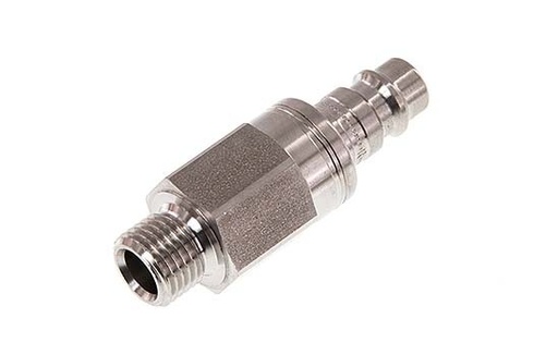 [CLP7-M-SSL-SV-P-014] Stainless steel 306L DN 7.2 (Euro) Air Coupling Plug G 1/4 inch Male Double Shut-Off