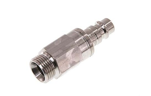 [CLP7-M-SSL-SV-P-038] Stainless steel 306L DN 7.2 (Euro) Air Coupling Plug G 3/8 inch Male Double Shut-Off