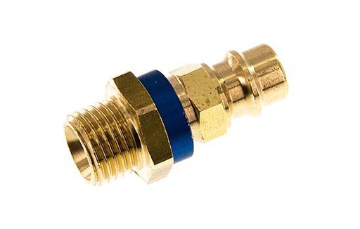 [CLP7-M-B-BLU-P-CD-014] Brass DN 7.2 (Euro) Blue-Coded Air Coupling Plug G 1/4 inch Male