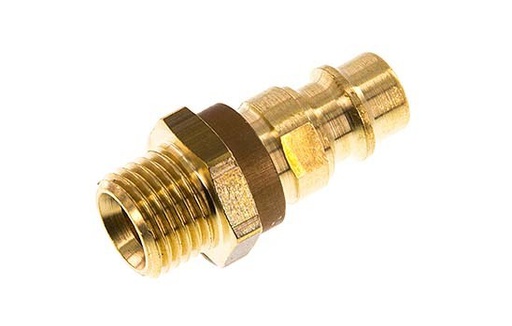 [CLP7-M-B-BRO-P-CD-014] Brass DN 7.2 (Euro) Brown-Coded Air Coupling Plug G 1/4 inch Male