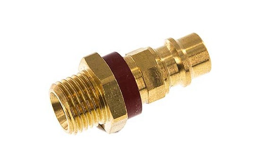 [CLP7-M-B-RED-P-CD-014] Brass DN 7.2 (Euro) Red-Coded Air Coupling Plug G 1/4 inch Male