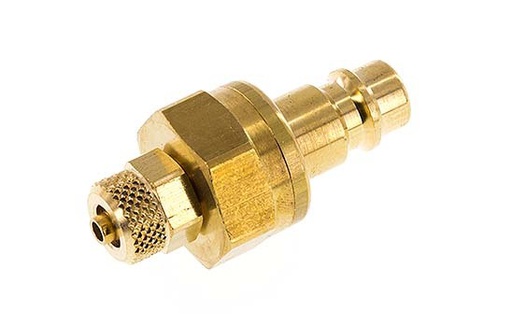 [CLP7-N-B-SV-P-4] Brass DN 7.2 (Euro) Air Coupling Plug 4x6 mm Union Nut Double Shut-Off