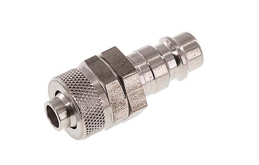 [CLP7-N-S-8] Edelstahl DN 7,2 (Euro) Luftkupplungsstecker 8x10 mm Überwurfmutter