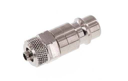 [CLP7-N-SSL-P-4] Edelstahl 316L DN 7,2 (Euro) Luftkupplungsstecker 4x6 mm Überwurfmutter