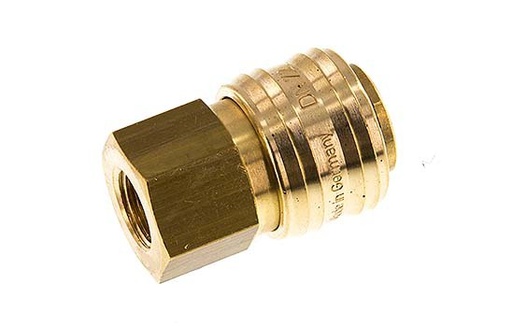 [CLS7-F-B-SV-014] Brass DN 7.2 (Euro) Air Coupling Socket G 1/4 inch Female Double Shut-Off