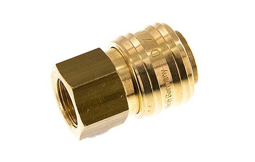 [CLS7-F-B-SV-038] Brass DN 7.2 (Euro) Air Coupling Socket G 3/8 inch Female Double Shut-Off