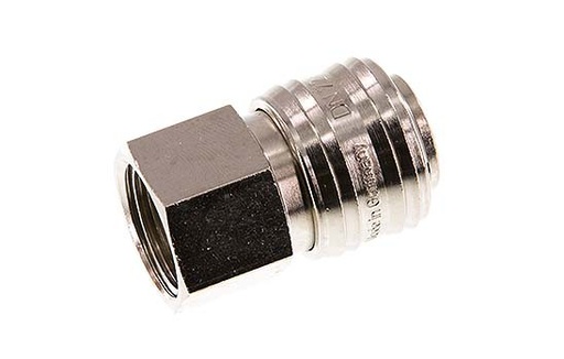 [CLS7-F-BN-SV-012] Nickel-plated Brass DN 7.2 (Euro) Air Coupling Socket G 1/2 inch Female Double Shut-Off