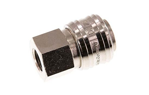[CLS7-F-BN-SV-014] Nickel-plated Brass DN 7.2 (Euro) Air Coupling Socket G 1/4 inch Female Double Shut-Off