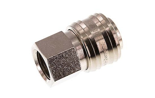 [CLS7-F-BN-SV-038] Nickel-plated Brass DN 7.2 (Euro) Air Coupling Socket G 3/8 inch Female Double Shut-Off