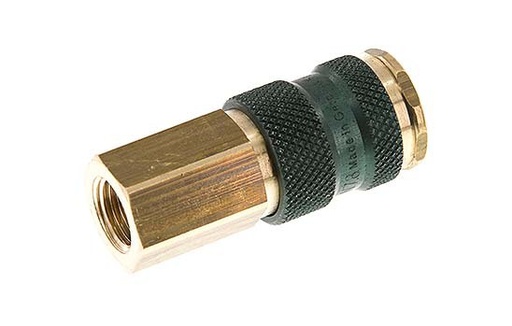 [CLS7-F-B-GRE-P-CD-014] Brass DN 7.2 (Euro) Green-Coded Air Coupling Socket G 1/4 inch Female