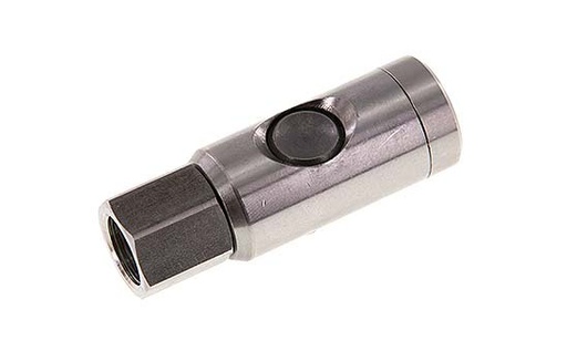 [CLS7-F-SSL-SEP-038] Stainless Steel 316L DN 7.4 Safety Air Coupling Socket With Push Button G 3/8 inch Female