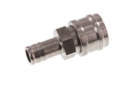 [CLS7-H-S-SV-13] Stainless steel DN 7.2 (Euro) Air Coupling Socket 13 mm Hose Pillar Double Shut-Off