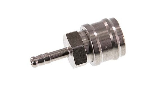 [CLS7-H-S-SV-6] Stainless steel DN 7.2 (Euro) Air Coupling Socket 6 mm Hose Pillar Double Shut-Off