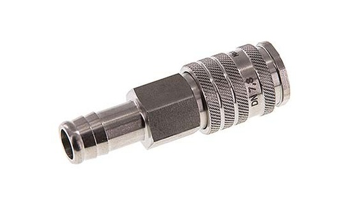 [CLS7-H-S-SV-BL-13] RVS DN 7.8 Luchtkoppeling Snelkoppeling 13 mm Slangpilaar Double Shut-Off