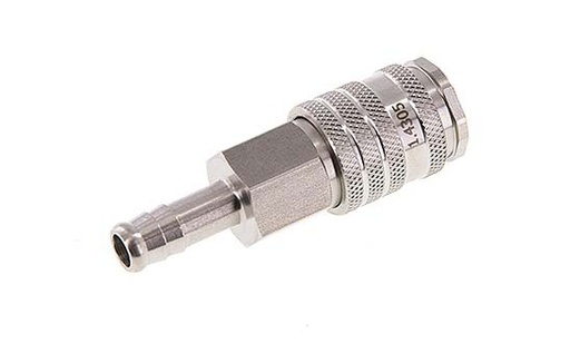 [CLS7-H-S-SV-BL-9] RVS DN 7.8 Luchtkoppeling Snelkoppeling 9 mm Slangpilaar Double Shut-Off