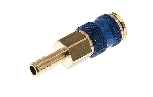 [CLS7-H-B-BLU-P-CD-9] Latón DN 7.2 (Euro) Enchufe de anclaje de aire codificado en azul Pilar de manguera de 9 mm