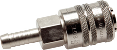 [CLS7-H-BN-SE-13] Nickel-plated Brass DN 7.8 Safety Air Coupling Socket 13 mm Hose Pillar