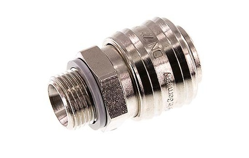 [CLS7-M-BN-SV-038] Nickel-plated Brass DN 7.2 (Euro) Air Coupling Socket G 3/8 inch Male Double Shut-Off
