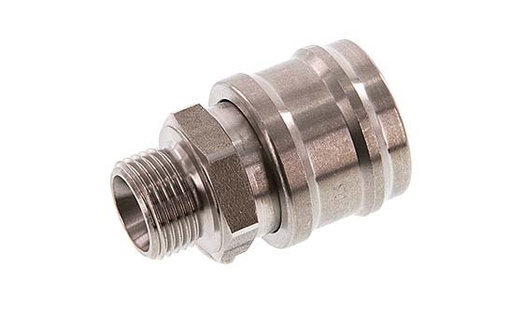 [CLS7-M-S-SV-038] Stainless steel DN 7.2 (Euro) Air Coupling Socket G 3/8 inch Male Double Shut-Off