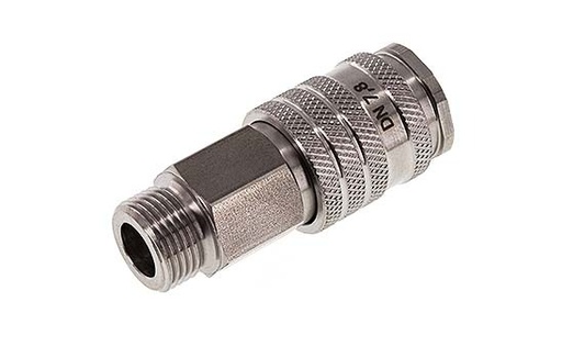 [CLS7-M-S-SV-BL-038] Stainless steel DN 7.8 Air Coupling Socket G 3/8 inch Male Double Shut-Off