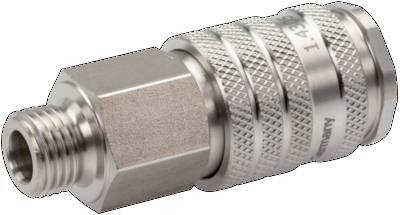 [CLS7-M-SSL-SV-P-BL-012] Stainless steel 306L DN 7.8 Air Coupling Socket G 1/2 inch Male Double Shut-Off