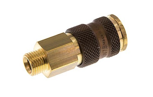 [CLS7-M-B-BRO-P-CD-014] Brass DN 7.2 (Euro) Brown-Coded Air Coupling Socket G 1/4 inch Male