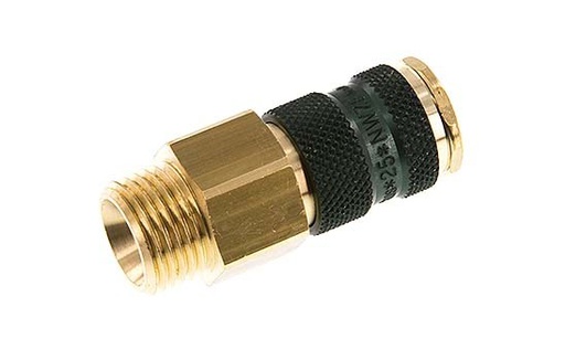 [CLS7-M-B-GRE-P-CD-012] Brass DN 7.2 (Euro) Green-Coded Air Coupling Socket G 1/2 inch Male