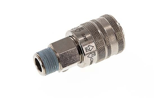 [CLS7-M-BN-SE-038] Nickel-plated Brass DN 7.8 Safety Air Coupling Socket R 3/8 inch Male