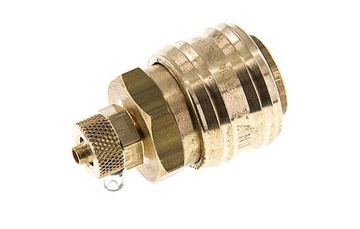 [CLS7-N-B-4] Brass DN 7.2 (Euro) Air Coupling Socket 4x6 mm Union Nut