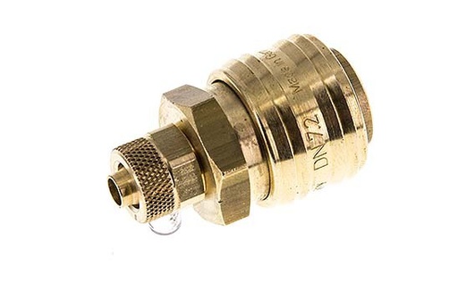 [CLS7-N-B-6] Brass DN 7.2 (Euro) Air Coupling Socket 6x8 mm Union Nut