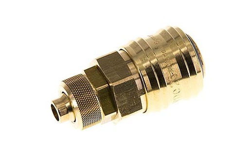 [CLS7-N-B-SV-P-8] Brass DN 7.2 (Euro) Air Coupling Socket 8x10 mm Union Nut Double Shut-Off