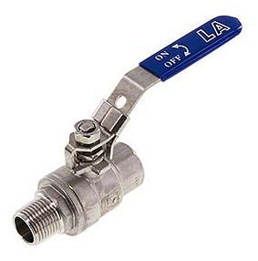 [BL2SH-M-63-MF-012] Buiten x Binnendraad R/Rp 1/2 inch PN 63 2-Weg RVS Kogelkraan